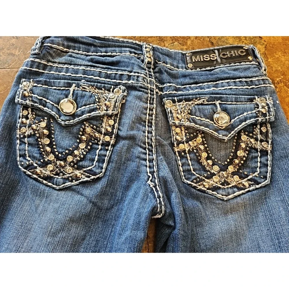 Miss‎ Chic Jeans New Fashion Jean Embellished Pockets Size 3/29WX23